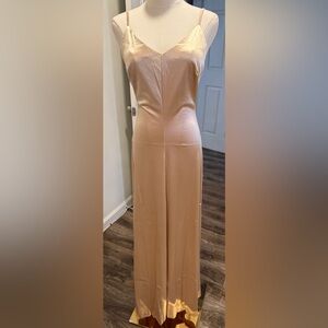 Champagne Satin Slip Maxi Dress – Size Small
